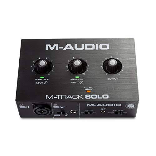 M-Audio M-Track Solo – USB Audio Interface für Aufnahmen, Streaming und Podcasting, mit XLR-, Line- und DI-Eingängen, inklusive Softwarepaket