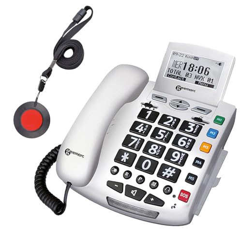 ELDAT Fon Alarm APF: Notruftelefon für Senioren mit Notruf Sender(n); schnurgebundenes Festnetztelefon mit Notrufknopf; Hausnotruf Seniorentelefon