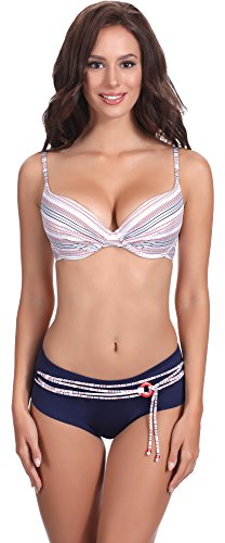 Feba Damen Push Up Bikini mit Shorts 1N61 (Muster-400, Cup 70 D/Unterteil 36)