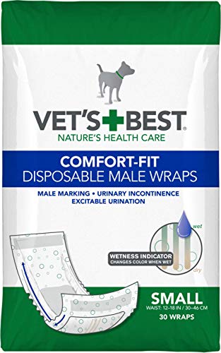 Vet's Best Comfort Fit Einweg-Windeln für männliche Hunde, saugfähig, auslaufsicher, Größe S, 30 Stück