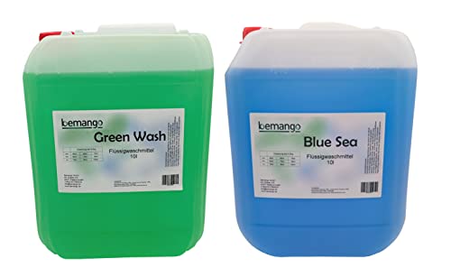 Flüssigwaschmittel 10l blue sea und 10l green wash
