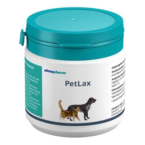almapharm PetLax | 100 g | Ergänzungsfuttermittel für Hunde und Katzen | Mit Quellstoffen zur sanften Anregung des Kotabsatzes | Zum Ausgleich faserstoffarmer Futterrationen