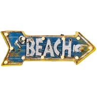 Wandleuchte TO BEACH Pfeil Strand LED Beleuchtung Leuchtdeko Vintage 60 x 24 cm