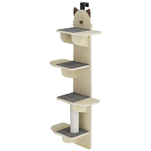 Katzenregal Für Wand Hängematte, Kletterregale Und Sitzstangen, Mit Sisal Kratz- Und Kletterbrücke Schritt, Cloud Regal Board, Für Aktivität Indoor-Katzen Wandmöbel (Color : Brown-A)