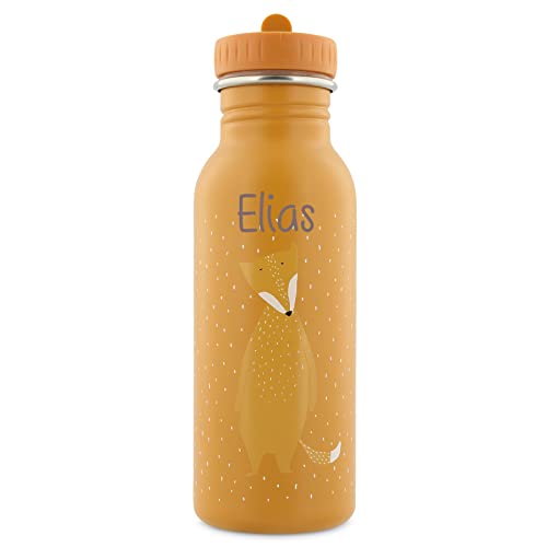 Personalisierte Trinkflasche aus Edelstahl von Trixie Baby Gravur des Namens (500 ml, Fuchs)