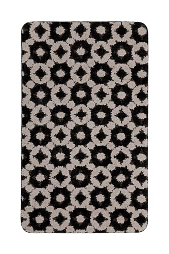Moderner Badteppich mit abstraktem Muster von WECONhome Basics - rutschfest, Waschbar - Elegantes Design für jedes Badezimmer - Vielseitige Größen & Farben – J&J (80 x 150 cm, schwarz braun)