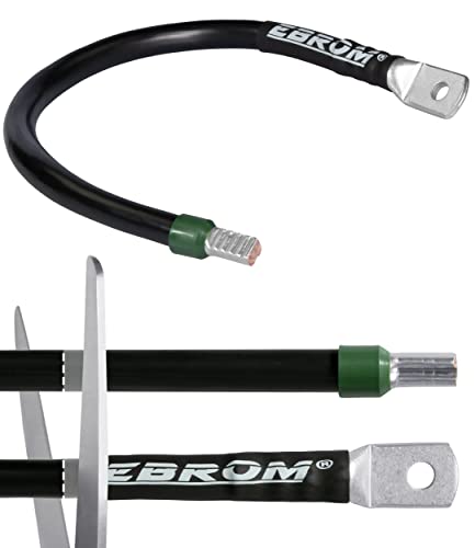 EBROM Batteriekabel Massekabel 16 mm² schwarz, komplett, 30 cm bis 10 m, viele Längen + Ringösen/Kabelschuhe M6/M8/M10/M12 + Aderendhülse gegenüber, Ihre Auswahl 16 mm2, 300 cm Kabelschuh M10 + Hülse
