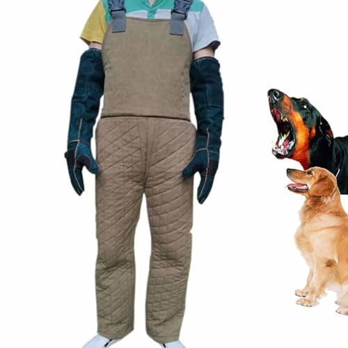 DDZJTPP Hundetrainingsanzug - Hundebiss-Trainingsanzug - Einteiliger Anti-Biss-Anzug mit Handschuhen zum Training des Umgangs mit Tieren,B-M