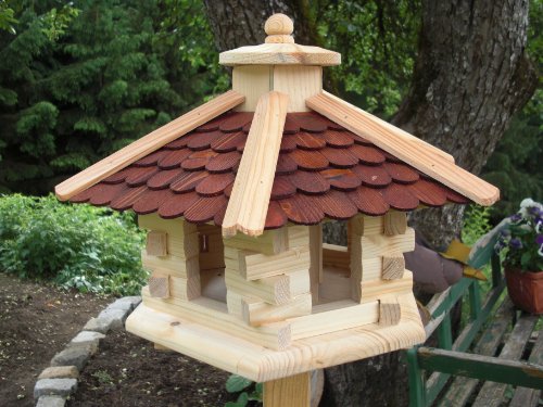 Vogelhaus -rund Braun mittel-(V037) Vogelhäuser Vogelfutterhaus Vogelhäuschen-aus Holz- Schreinerarbeit-