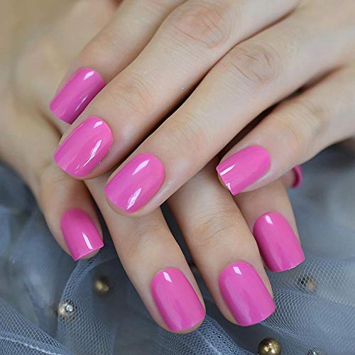 Künstliche Nägel Peach Rose Pink Fake Nails Faux Ongles UV False Nails Full Cover Short Square Press on False Nail Art Tip Manicure Accessory