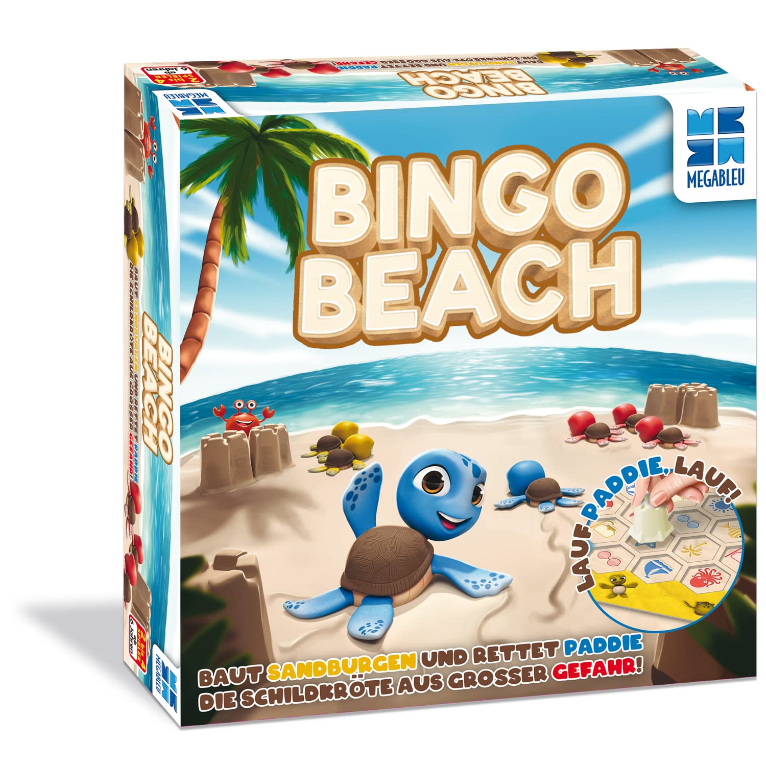 Megableu Beach Familienspiel ab 6 Jahren für 2 bis 4, Brettspiel, Bingo Spiel