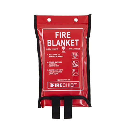 Firechief Kitemarked Budget-Feuerdecke | Mittelgroße Feuerlöschdecke (1,2 m x 1,2 m) | Geeignet für den Einsatz im Haus (Küche, Büro, Garage)