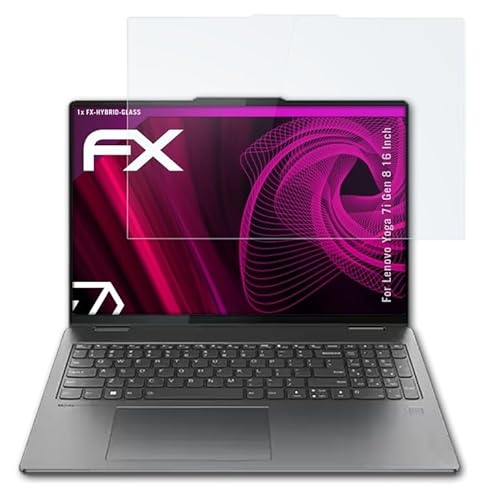 atFoliX Glasfolie kompatibel mit Lenovo Yoga 7i Gen 8 16 Inch Panzerfolie, 9H Hybrid-Glass FX Schutzpanzer Folie