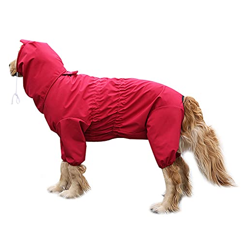Hunde-Regenmantel mit Kapuze, wasserdicht, leicht, verstellbar, für mittelgroße Hunde und große Hunde (26)