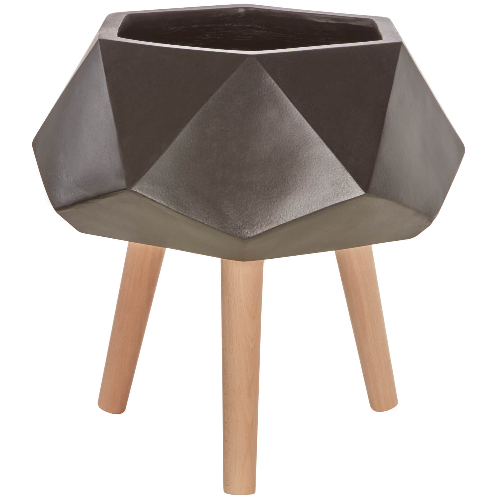 Darnell Multi-Faceted Planter - Black and Wood 2