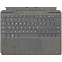 Microsoft Surface Pro Signature Keyboard - Tastatur - mit Touchpad, Beschleunigungsmesser, Surface Slim Pen 2 Ablage- und Ladeschale - Platin - kommerziell - für Surface Pro 8, Pro X