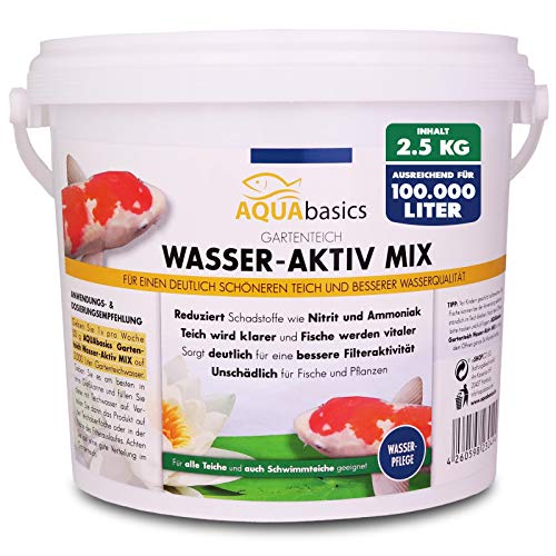 AQUAbasics Gartenteich Wasser-Aktiv Mix für eine bessere Wasserqualität, Gute Wasserwerte und klares Wasser - Reduziert Schadstoffe wie Nitrit und Ammoniak, Größe:2.5 kg