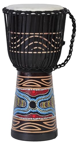40cm Profi Djembe Trommel Bongo Drum Buschtrommel Percussion Motiv Buntes Muster Afrika Art - (Für Kinder ab 6 Jahren und Anfänger)