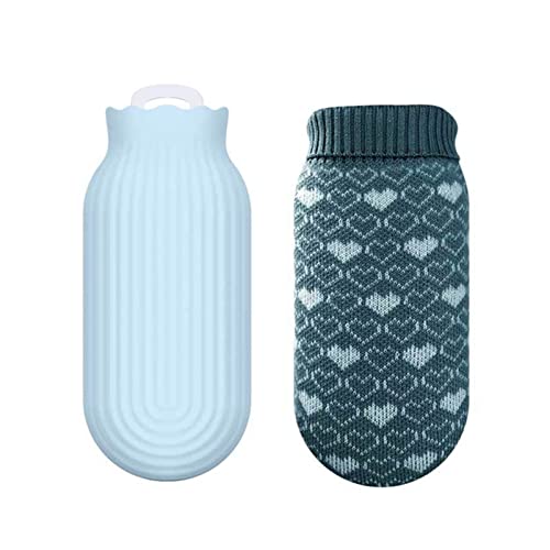 Mini-Wärmflasche, Wärmflasche, Mikrowellenheizung, Silikon-Wärmflaschen-Tasche mit Strickbezug, Wärme- und Kältetherapien, Rückenschmerzen - Geschenk für Eltern, Weihnachten (Größe: mehrfarbig)