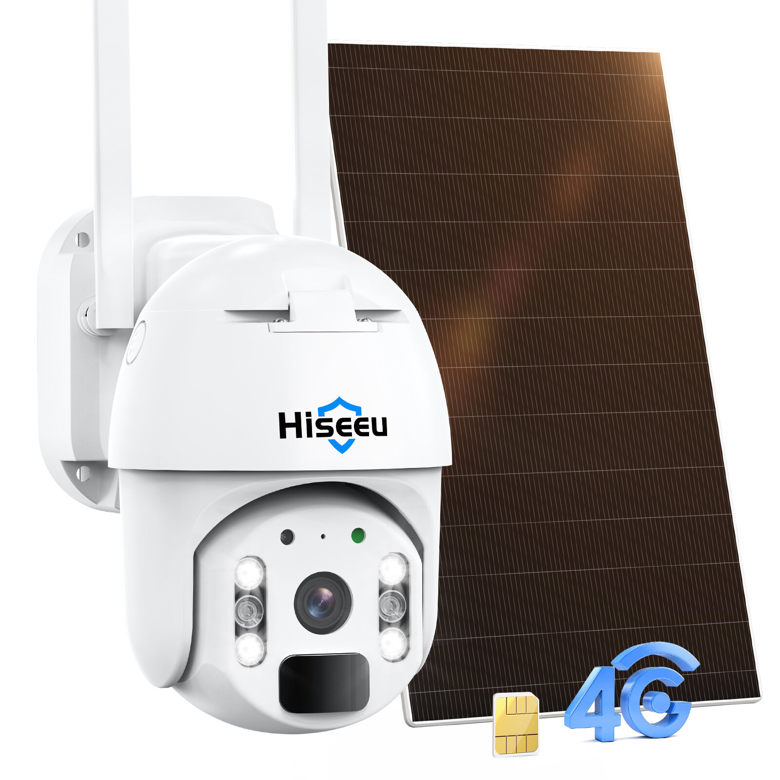 Hiseeu Drahtlose 4G LTE Mobilfunk-Überwachungskamera KEIN WIFI PTZ Farbnachtsicht 2-Wege-Audio PIR Erkennung IP66 Wasser