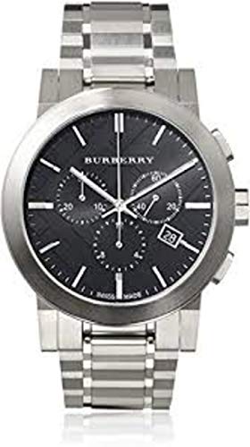 BURBERRY Herren-Armbanduhr BU9351, Edelstahl, kariert, groß, Silber/schwarz, Standard, Chronograph