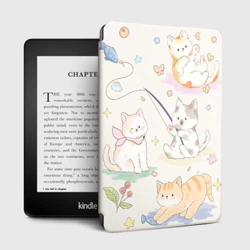 Schutzhülle für Kindle Paperwhite (11. Generation 2021) und Kindle Paperwhite Signature Edition, leichte Hülle mit automatischer Sleep/Wake-Funktion, niedliches Katzen-Motiv