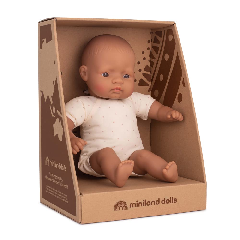 Miniland Dolls: lateinamerikanische Babypuppe, 32 cm, mit weichem Stoffkörper, in Geschenkbox