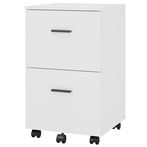 Rollcontainer, Doppel-Schubladenschrank mit 2-Schubladen, Aktenschrank mit Rollen, Büroschrank, unter dem Schreibtisch, für Zuhause und Büro, (Weiß)