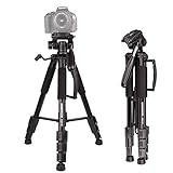 Kompaktes Stativ-CAMBOFOTO 140cm Leichtes Stativ mit 3-Wege-Kopf und Tragetasche für DSLR Canon Nikon Sony