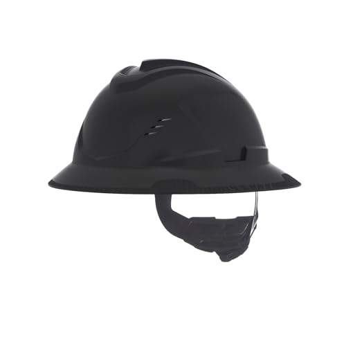 MSA 10215835 V-Gard C1 Vented Black Full Brim Hard Hat with ReflectIR Cooling Thermal Barrier and Fas-Trac III Suspension - Uses Highly Innovative Cooling Features to Help Alleviate Heat Stress