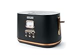 Muse Edelstahl-toaster im schwarzen retro Design, analoge Anzeige, beleuchtete Tasten, 6 Bräunungsstufen, 2 Scheiben, MS-130 BC, Vintage Look, mit Krümelschublade