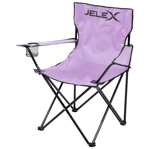 JELEX Expedition Campingstuhl, Sitzfläche: 50 x 40 cm, Sitzhöhe: ca. 41 cm, schmutz- und Wasserabweisende Oberfläche, einfacher Klappmechanismus (Lila)
