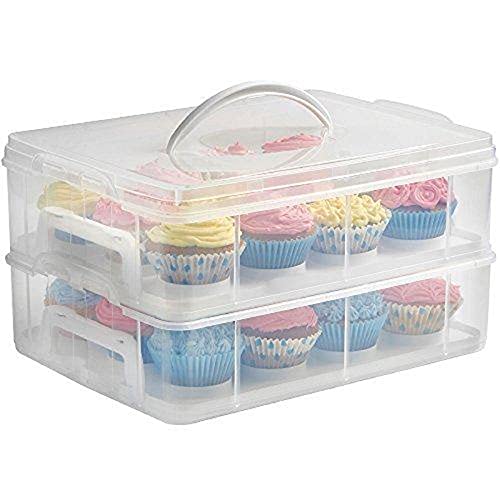 WolfCut Stapelbare Cupcake/Muffin-Transportbox aus Kunststoff, Rechteckig