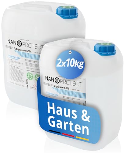 Nanoprotect Essigsäure 60% | 2 x 10 kg | Premium Qualität | Deutsche Ware
