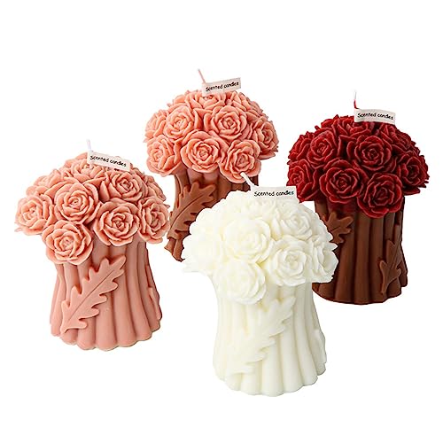 JS MOLD Kerzen Silikonform 3D-Rosenblumen Kerzen Formen Silikon Kerzengießform Silikon Rosen Seifenform Kerzenformen Gießen Silikonform für Die Herstellung Von Kerzen, Hochzeitsdekoration