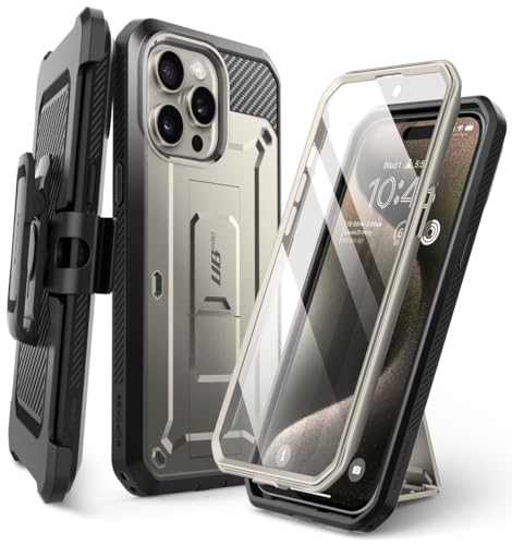 SUPCASE Outdoor Hülle für iPhone 15 Pro (6.1") Handyhülle 360 Grad Case Bumper Schutzhülle Cover [Unicorn Beetle Pro] mit Displayschutz 2023 Ausgabe, Grau