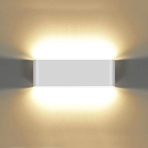 KAWELL 20W Modern Wandlampe LED Wandleuchte Up Down Aluminium Wandbeleuchtung Wasserdicht IP65 Innen Außen für Schlafzimmer Badezimmer Wohnzimmer Flur Treppen Korridor, Weiß 3000K