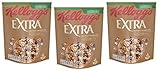 3x Kellogg's Extra Nocciole Caramellate Knusprige Haferflocken mit Karamellisierte Haselnüsse 100% Vollkorn 375g-Packung