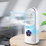 Bladeless Fan 6 Speed Desktop Fanless Blade Cooler Cooling Fan for Office Portable Silent Fans Humidifier Air Conditioner (WHITE)