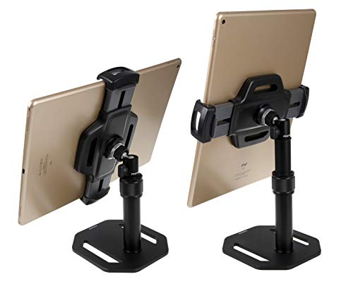 Photecs® Tablet-Ständer Pro V5, verstellbar, Tablet-Stativ, Tischständer, universelle Tablet-Halterung für alle gängigen Geräte bis zu 14 Zoll (z.B. iPad Pro 12.9")