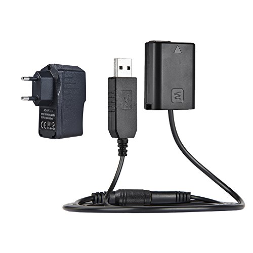 Andoer NP-FW50 Dummy Batterie + 5V 2A USB Power Adapter Kabel mit Netzstecker Ersatz für AC-PW20 für Sony NEX-3/5/6/7 Serie A33 A37 A35 A7 A7 A7II A6000 A6300