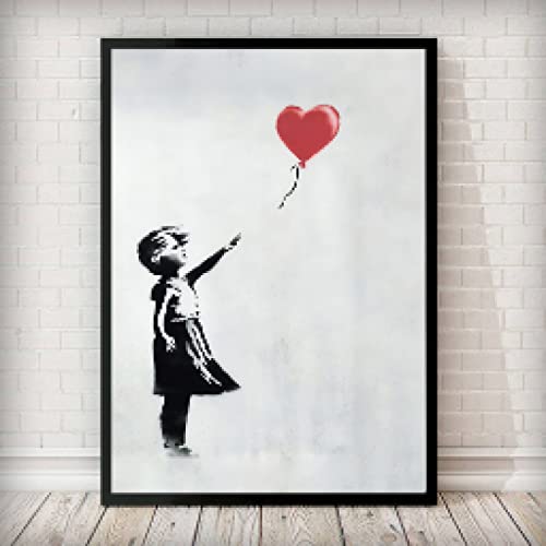 Rumlly Banksy Mädchen mit Ballon Wandkunst Leinwand Poster und Drucke Leinwand Malerei Bild für Büro Wohnzimmer Wohnkultur 30x40cm rahmenlos