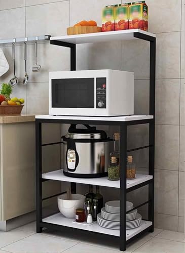 Mikrowelle Regal, Bäckerregal für Küche mit Stauraum, Küchenregal Organizer, Vierschichtiges vertikales Lagerregal, Einfach zu Montieren, Starke Tragfähigkeit, 60 X 40 X 120 cm