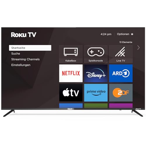 RCA Roku TV 65 Zoll (164 cm) Smart TV Fernseher UHD 4K HDR 10 Dolby Audio Funktioniert mit Apple TV+ Netflix Disney+ YouTube Prime Video Triple Tuner HDMI USB WiFi