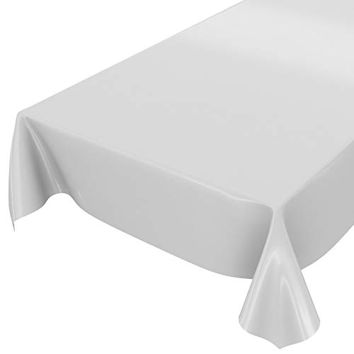 ANRO Wachstuchtischdecke Wachstuch abwaschbare Tischdecke Uni Glanz Einfarbig Hellgrau 260x140cm eingefasst