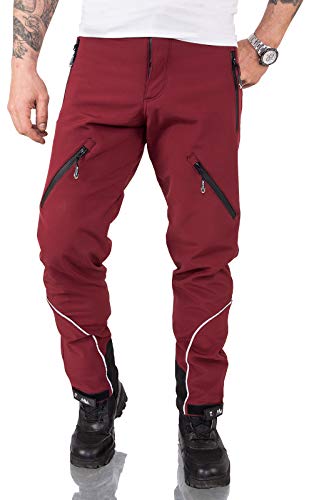 Rock Creek Herren Softshell Hose Cargohose Outdoorhose Wanderhose Herrenhose Wasserdicht Skihose Arbeitshose Winterhose Trekkinghose H-233 Weinrot S