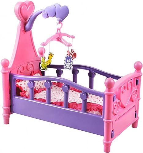 SILUK Großes farbenfrohes Puppenbett mit Kissen Decke Karussell 3in1 Bunt Babys Kinder