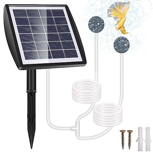 GuKKK Solar Sauerstoffpumpe, 2W Solar Teichbelüfter mit 2200mAh Akku, Solar Luftpumpe Aquarium Oxygenator, Oxygenator Aquarium Luftpumpe Angelbelüfter mit Rohr Luftblasensteinen, für Gartenteiche (A)