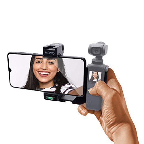 Movo OPR50 Smartphone Video Rig kompatibel mit DJI OSMO Pocket 1, 2 – inklusive Smartphone Halterung und 2 x Schuhhalterung für Video Mikrofon, Video Licht und mehr – TelefonStabilisator für