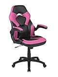 Flash Furniture X10 Gaming-Stuhl Racing Bürostuhl ergonomischer Computer PC Verstellbarer Drehstuhl mit hochklappbaren Armlehnen, rosa/schwarz, Leder weich